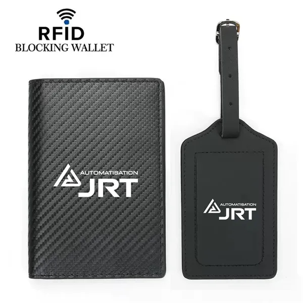 Leather Rfid Passport Holder + Luggage Tag Gift Set - Leather Rfid Passport Holder + Luggage Tag Gift Set - Image 7 of 7