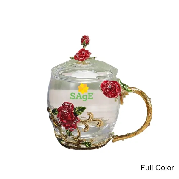 11/12 oz Enamel Rose Glass Mug Gift Set Floral Coffee Cup - 11/12 oz Enamel Rose Glass Mug Gift Set Floral Coffee Cup - Image 2 of 20