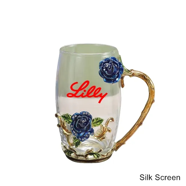 11/12 oz Enamel Rose Glass Mug Gift Set Floral Coffee Cup - 11/12 oz Enamel Rose Glass Mug Gift Set Floral Coffee Cup - Image 7 of 20