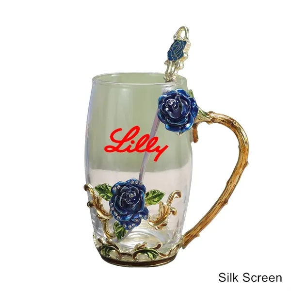 11/12 oz Enamel Rose Glass Mug Gift Set Floral Coffee Cup - 11/12 oz Enamel Rose Glass Mug Gift Set Floral Coffee Cup - Image 8 of 20