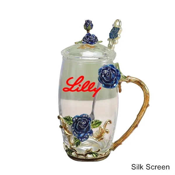 11/12 oz Enamel Rose Glass Mug Gift Set Floral Coffee Cup - 11/12 oz Enamel Rose Glass Mug Gift Set Floral Coffee Cup - Image 9 of 20