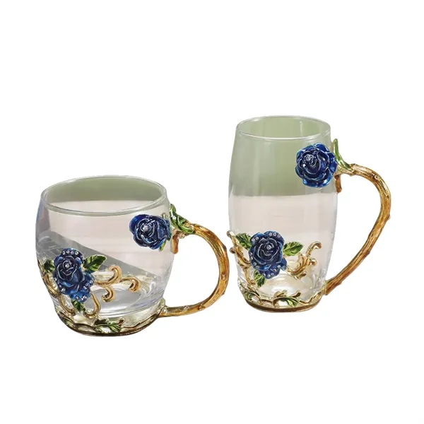 11/12 oz Enamel Rose Glass Mug Gift Set Floral Coffee Cup - 11/12 oz Enamel Rose Glass Mug Gift Set Floral Coffee Cup - Image 12 of 20
