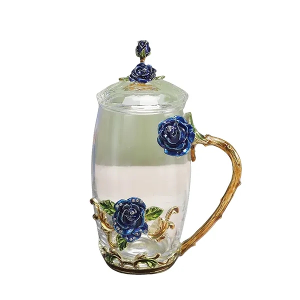 11/12 oz Enamel Rose Glass Mug Gift Set Floral Coffee Cup - 11/12 oz Enamel Rose Glass Mug Gift Set Floral Coffee Cup - Image 14 of 20