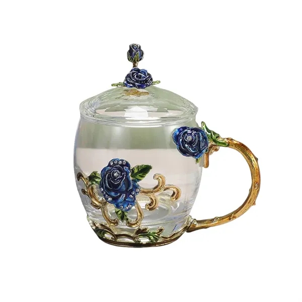 11/12 oz Enamel Rose Glass Mug Gift Set Floral Coffee Cup - 11/12 oz Enamel Rose Glass Mug Gift Set Floral Coffee Cup - Image 17 of 20