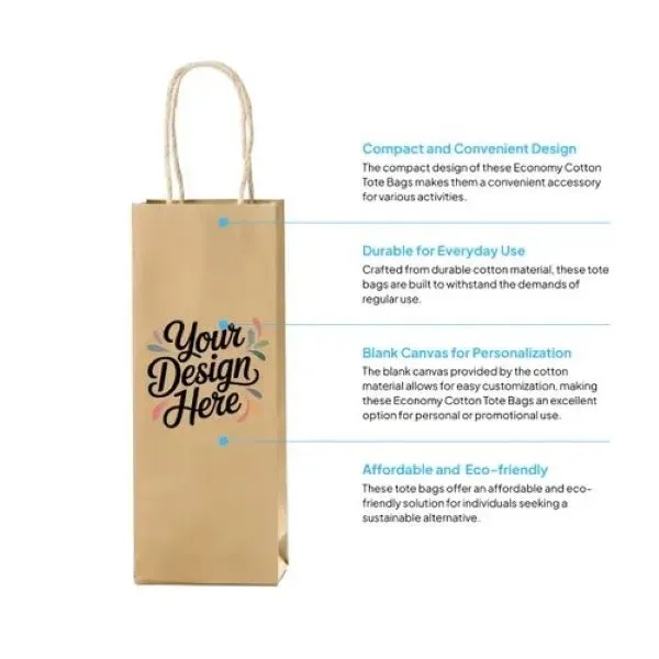 Kraft Paper Wine Tote Bags - Kraft Paper Wine Tote Bags - Image 1 of 2