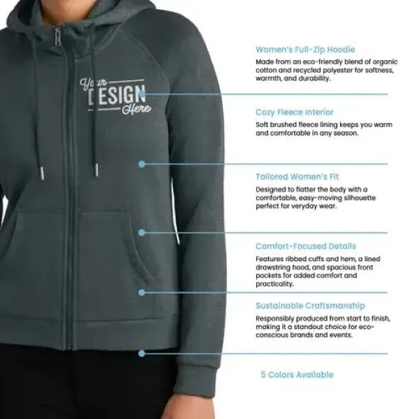 Allmade Women's Organic CVC Fleece Full-Zip Hoodie - Allmade Women's Organic CVC Fleece Full-Zip Hoodie - Image 1 of 4