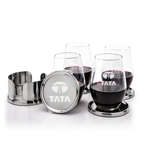 Baldoni Coasters & Vale Stemless Wine Set