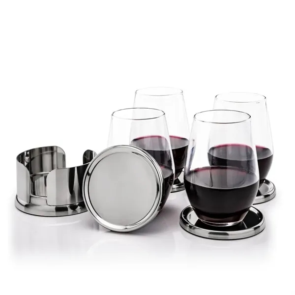 Baldoni Coasters & Vale Stemless Wine Set