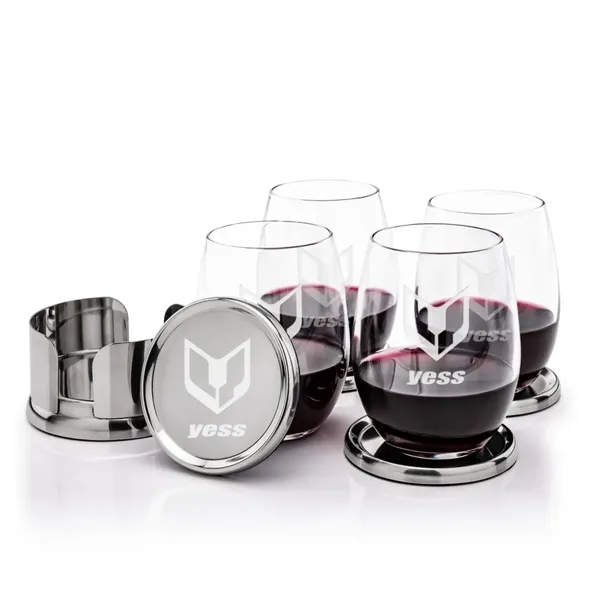 Baldoni Coasters & Stanford Stemless Wine Set