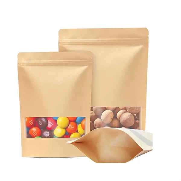 White Kraft Zipper Paper Bag W/ Frosted Window - White Kraft Zipper Paper Bag W/ Frosted Window - Image 3 of 4