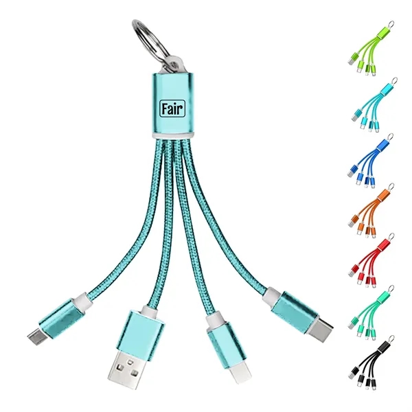 3 IN 1 LIGHT UP CHARGING CABLE WITH KEYCHAIN BULLET - 3 IN 1 LIGHT UP CHARGING CABLE WITH KEYCHAIN BULLET - Image 0 of 3