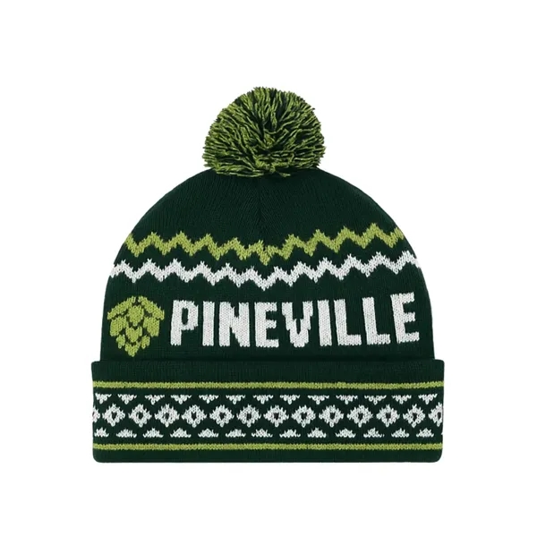 Jacquard Knit Beanie 100% Acrylic with Custom Designs - Jacquard Knit Beanie 100% Acrylic with Custom Designs - Image 8 of 9