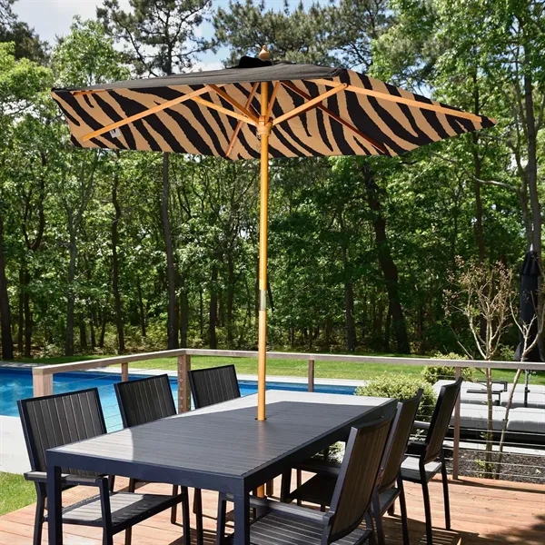 Custom 7' Wood Market Umbrella Kit Double-Sided (Dye Sublimation)