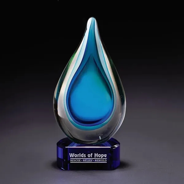 Fusion Art Glass Award w/ Blue Base - Fusion Art Glass Award w/ Blue Base - Image 0 of 6