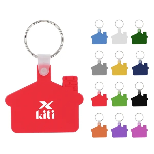 House Shaped Soft PVC Key Tag With  Ring