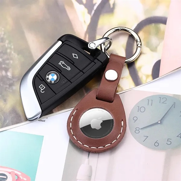Leather Air-Tag w/ Belt Closure & Keyring Custom Luggage Tag - Leather Air-Tag w/ Belt Closure & Keyring Custom Luggage Tag - Image 9 of 9