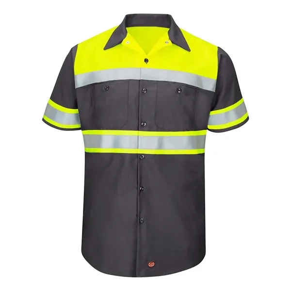 Red Kap Men's Tall Hi-Visibility Colorblock Ripstop Short...