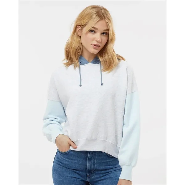 MV Sport Women's Sueded Fleece Colorblocked Crop Hooded S...