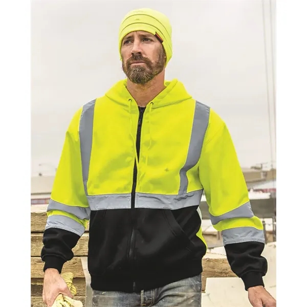 Kishigo Unisex Hi-Vis Full-Zip Hooded Sweatshirt - Kishigo Unisex Hi-Vis Full-Zip Hooded Sweatshirt - Image 0 of 6