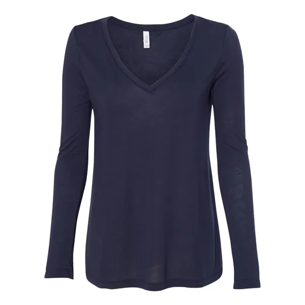 BELLA + CANVAS Women's Flowy Long Sleeve V-Neck Tee - BELLA + CANVAS Women's Flowy Long Sleeve V-Neck Tee - Image 0 of 3