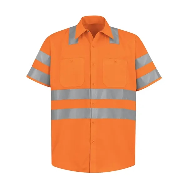 Red Kap Men's High Visibility Safety Short Sleeve Work Shirt - Red Kap Men's High Visibility Safety Short Sleeve Work Shirt - Image 7 of 8