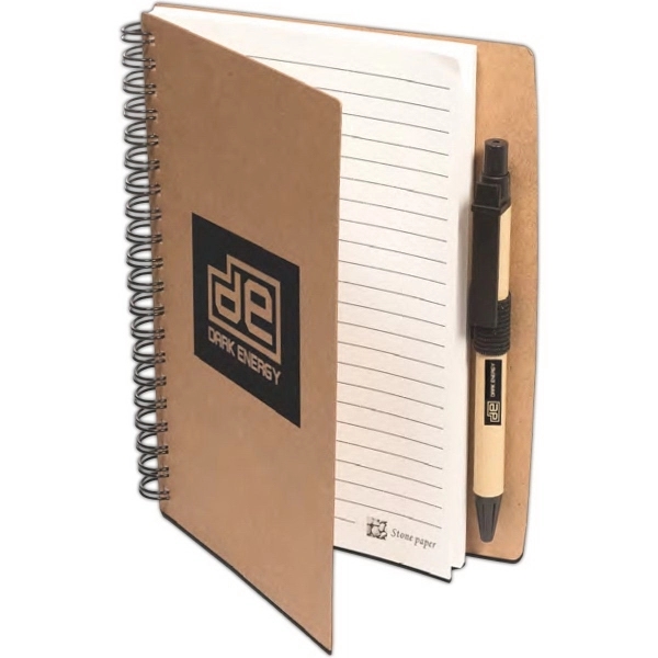 Stone Paper Spiral Notebook with Pen - Stone Paper Spiral Notebook with Pen - Image 0 of 3