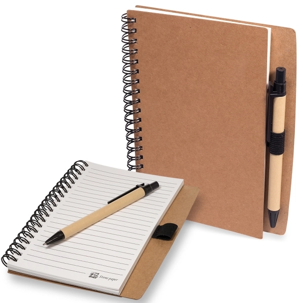 Stone Paper Spiral Notebook with Pen - Stone Paper Spiral Notebook with Pen - Image 1 of 3