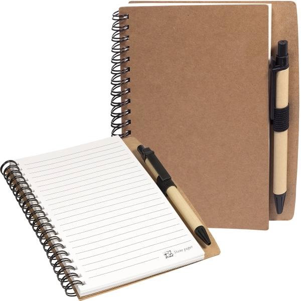 Stone Paper Spiral Notebook with Pen - Stone Paper Spiral Notebook with Pen - Image 2 of 3