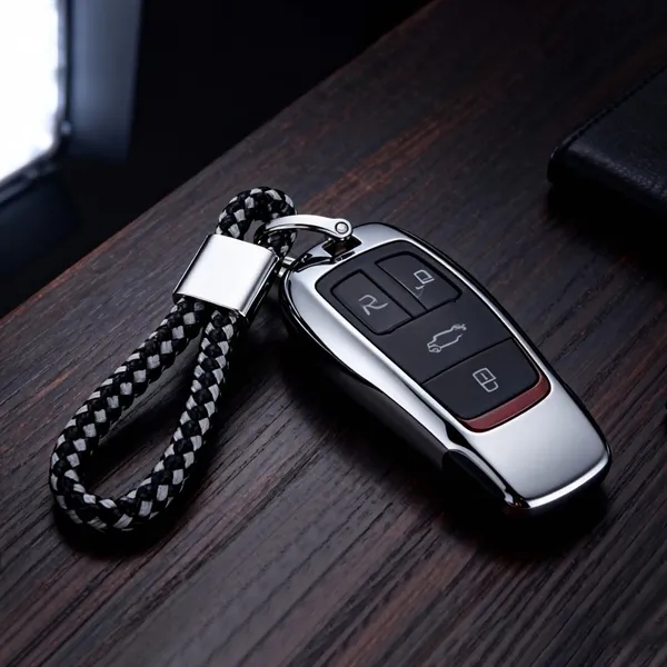 Braided Leather Keychain Car Key Fob