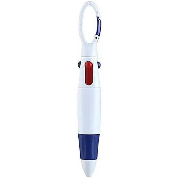 4 Color Multicolored Ballpoint Pen With Carabiner - 4 Color Multicolored Ballpoint Pen With Carabiner - Image 7 of 7