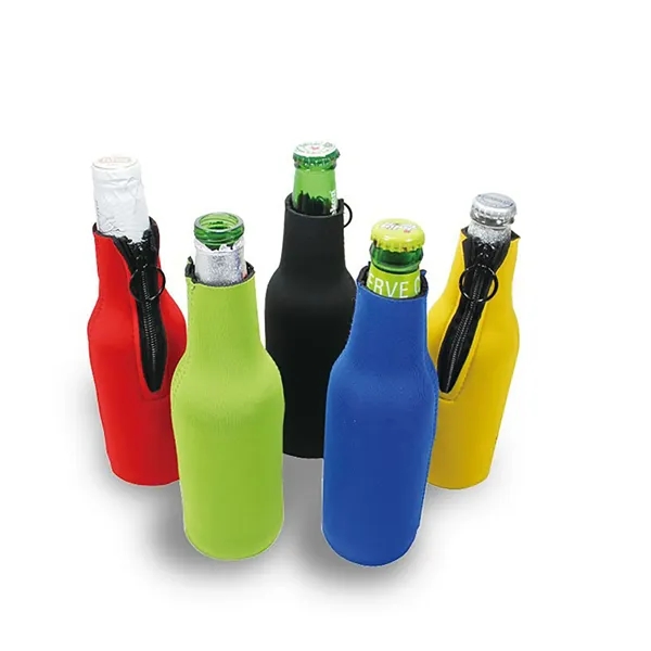 Neoprene Beer Bottle Cooler Sleeve With Zipper - Neoprene Beer Bottle Cooler Sleeve With Zipper - Image 3 of 5
