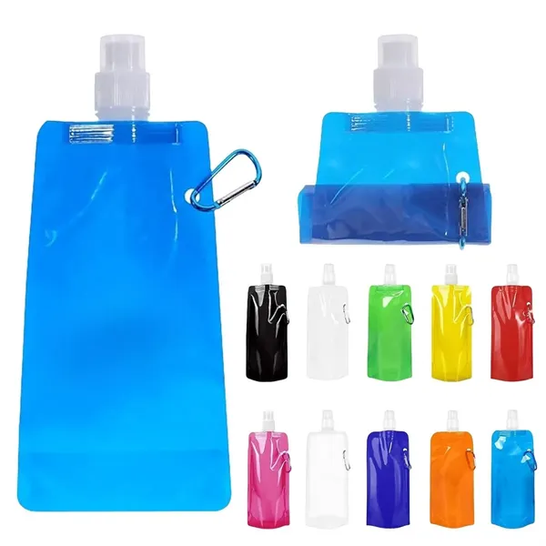 16oz Reusable Flexible Water Bottle With Carabiner - 16oz Reusable Flexible Water Bottle With Carabiner - Image 0 of 4