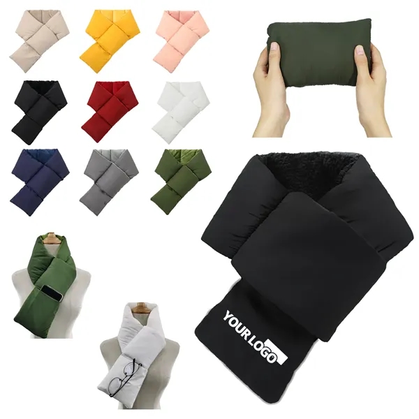 Winter Warm Collar Scarf with Pocket Holder