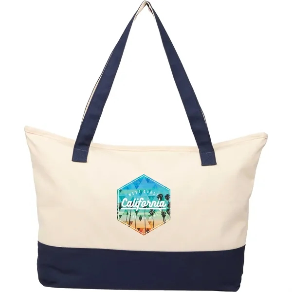 Color Accent 12oz Recycled Cotton Zippered Tote