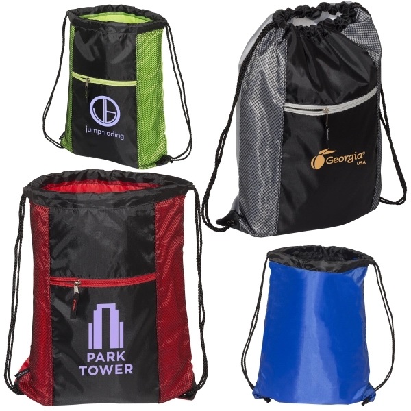 Porter Collection 210D Polyester/Mesh Pattern Drawstring Bag - Porter Collection 210D Polyester/Mesh Pattern Drawstring Bag - Image 1 of 3