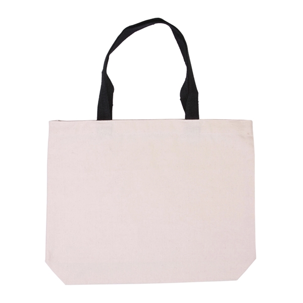 Cotton Canvas Tote with Gusset & Color Accent Handles - Cotton Canvas Tote with Gusset & Color Accent Handles - Image 1 of 6