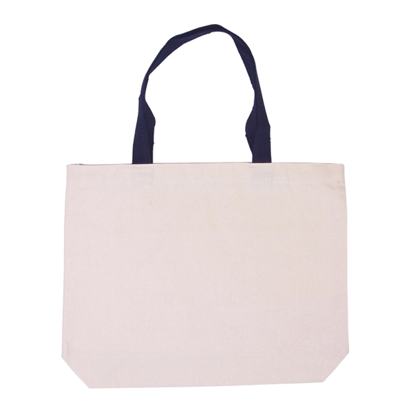 Cotton Canvas Tote with Gusset & Color Accent Handles - Cotton Canvas Tote with Gusset & Color Accent Handles - Image 2 of 6