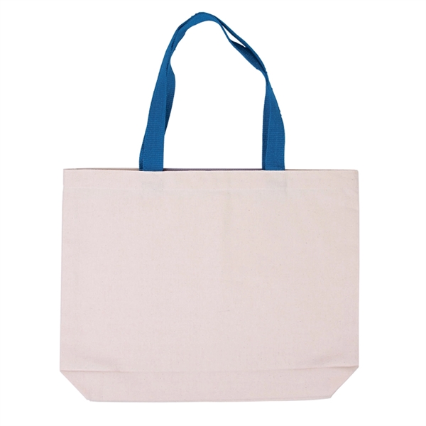Cotton Canvas Tote with Gusset & Color Accent Handles - Cotton Canvas Tote with Gusset & Color Accent Handles - Image 3 of 6