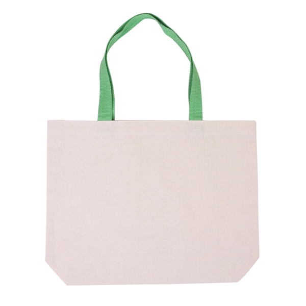 Cotton Canvas Tote with Gusset & Color Accent Handles - Cotton Canvas Tote with Gusset & Color Accent Handles - Image 4 of 6