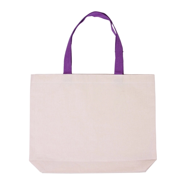Cotton Canvas Tote with Gusset & Color Accent Handles - Cotton Canvas Tote with Gusset & Color Accent Handles - Image 5 of 6