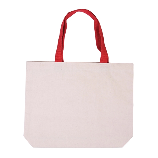 Cotton Canvas Tote with Gusset & Color Accent Handles - Cotton Canvas Tote with Gusset & Color Accent Handles - Image 6 of 6