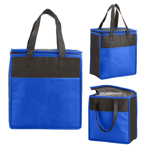 Two-Tone Flat Top Insulated Non-Woven Grocery Tote - Two-Tone Flat Top Insulated Non-Woven Grocery Tote - Image 1 of 3