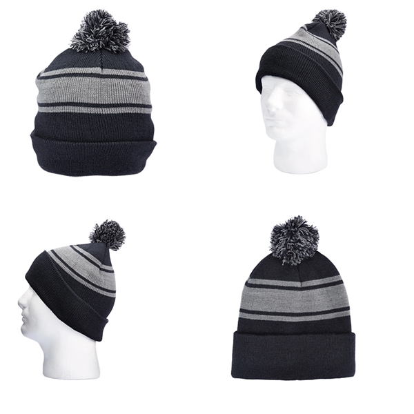 Knit Beanie with Pom Pom - Knit Beanie with Pom Pom - Image 1 of 9