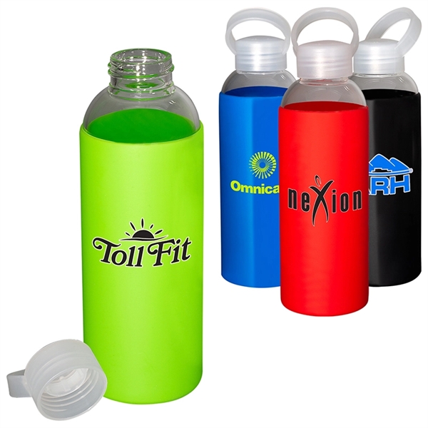 18 oz. Glass Water Bottle with Silicone Sleeve