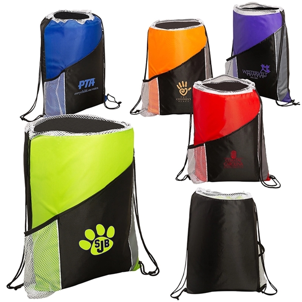 Sprint Angled Drawstring Sports Pack with Pockets - Sprint Angled Drawstring Sports Pack with Pockets - Image 0 of 6