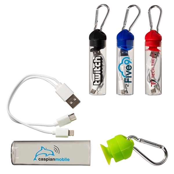 3-in-1 Charger Cable in Carabiner Storage Tube - 3-in-1 Charger Cable in Carabiner Storage Tube - Image 0 of 4