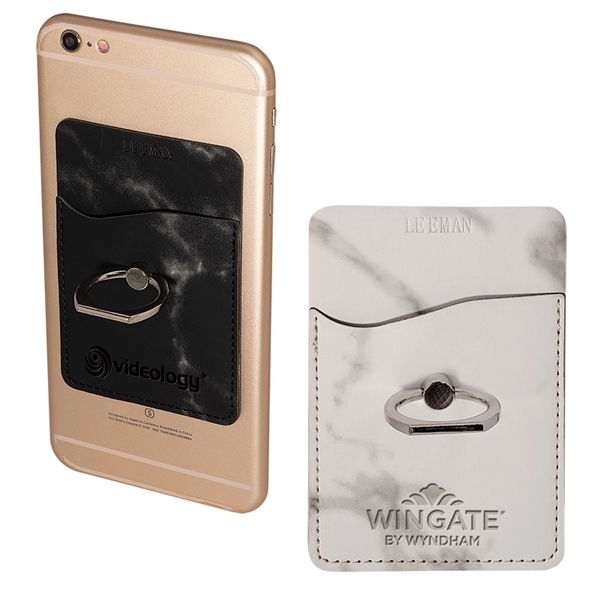 Leeman Marble Card Holder with Metal Ring Phone Stand - Leeman Marble Card Holder with Metal Ring Phone Stand - Image 2 of 3
