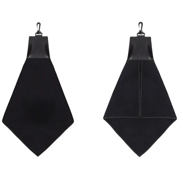 Black Triangle Golf Towel with Leatherette Swivel Hook - Black Triangle Golf Towel with Leatherette Swivel Hook - Image 0 of 4