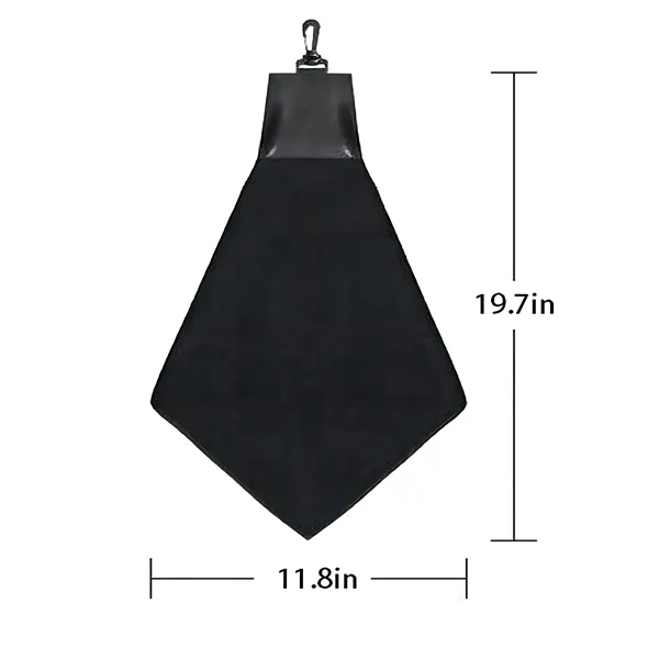 Black Triangle Golf Towel with Leatherette Swivel Hook - Black Triangle Golf Towel with Leatherette Swivel Hook - Image 1 of 4