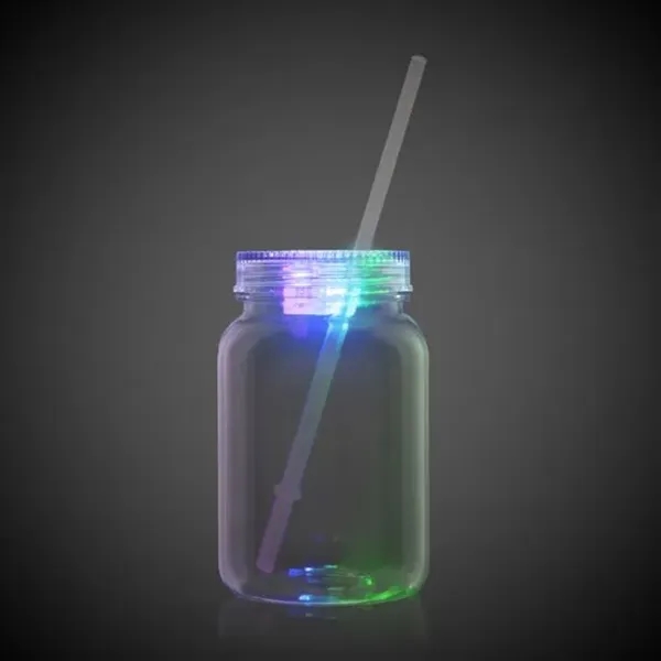 Multi Color LED 20oz Mason Jar with Straw - Multi Color LED 20oz Mason Jar with Straw - Image 2 of 5